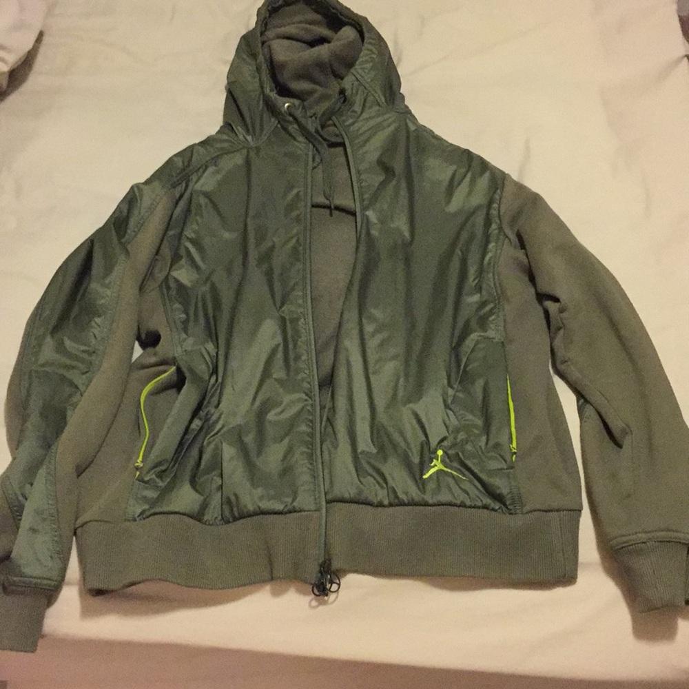 Brand Jordan hoody army green with neon accents